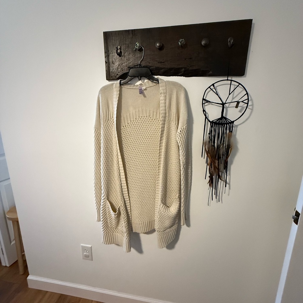 Alya Cream Open-Front Cardigan